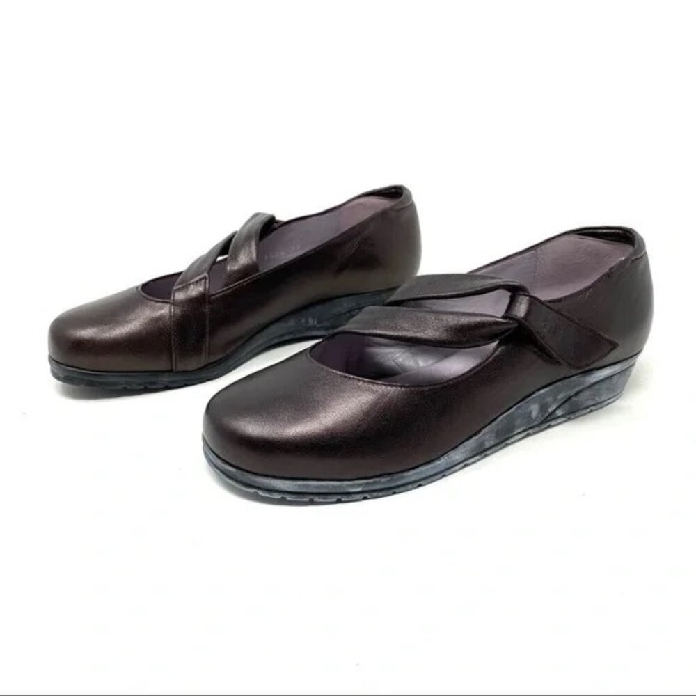 Beautifeel Pleasure Wedges – T. Moro Spark Leather, Metallic Eggplant – Size 8